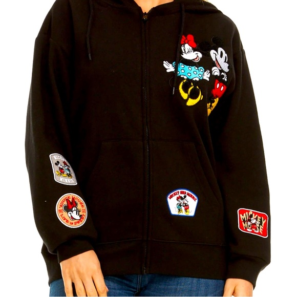 NWT Licensed Ladies Character MICKEY MOUSE Holiday Full Zip Up Hoodie Jacket L - Picture 1 of 4